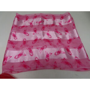 Pink Ribbon Cancer Scarf "Breast Cancer Awareness" Approximately 14" x 60" VTG